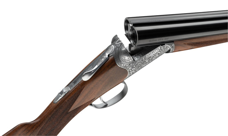 "Fusil juxtaposé Beretta 486 New Engraving cal. 12/76, œuvre d'art fonctionnelle pour la chasse."