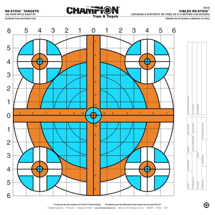 25 cibles Champion RE-STICK- Diam. 1x40.6 cm CH46102