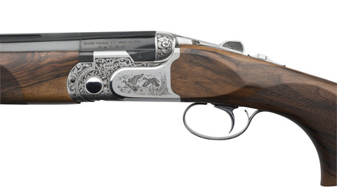 "Fusil superposé DT11L Sporting Scene de chasse Calibre 12/76, luxe et précision pour le tir sportif."