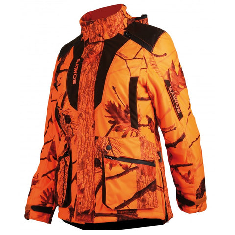 "Veste femme Somlys matelassée en camo orange 471LADY, élégante et fonctionnelle pour l'extérieur."