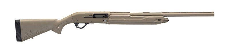 "Fusil semi-automatique Winchester SX4 en finition Flat Dark Earth (FDE), calibre 12/76, combinant esthétique et performance pour la chasse et le sport, avec une prise en main optimisée."