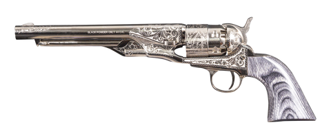 Revolver Pietta 1860 Army nickelé gravé - Cal. 44