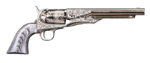 Revolver Pietta 1860 Army nickelé gravé - Cal. 44