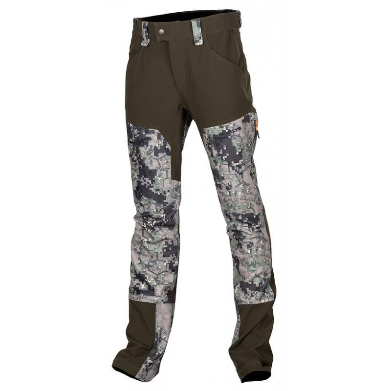  "Pantalon stretch de chasse Somlys digital vert modèle 644, conçu pour le confort et la discrétion en pleine nature."