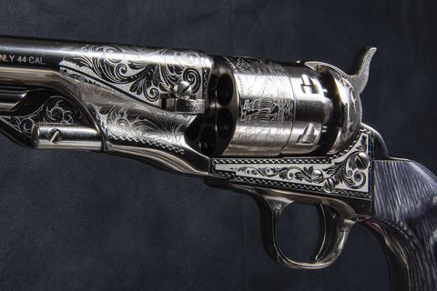 Revolver Pietta 1860 Army nickelé gravé - Cal. 44