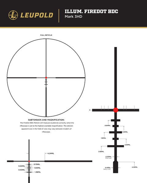 Lunette Leupold Mark 4HD 1-4.5x24 30mm SFP Illum. FireDot BDC