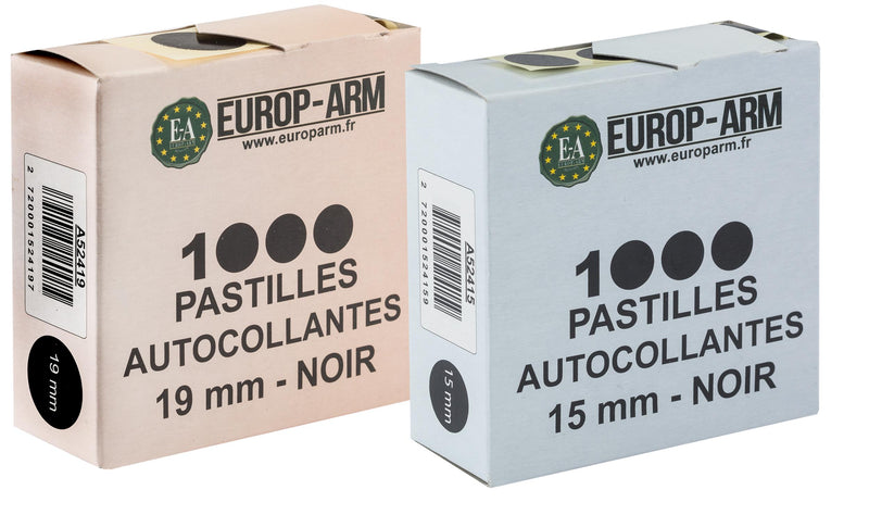 Pastilles Autocollantes Europ-Arm Noires - Diam. 15 ou 19mm