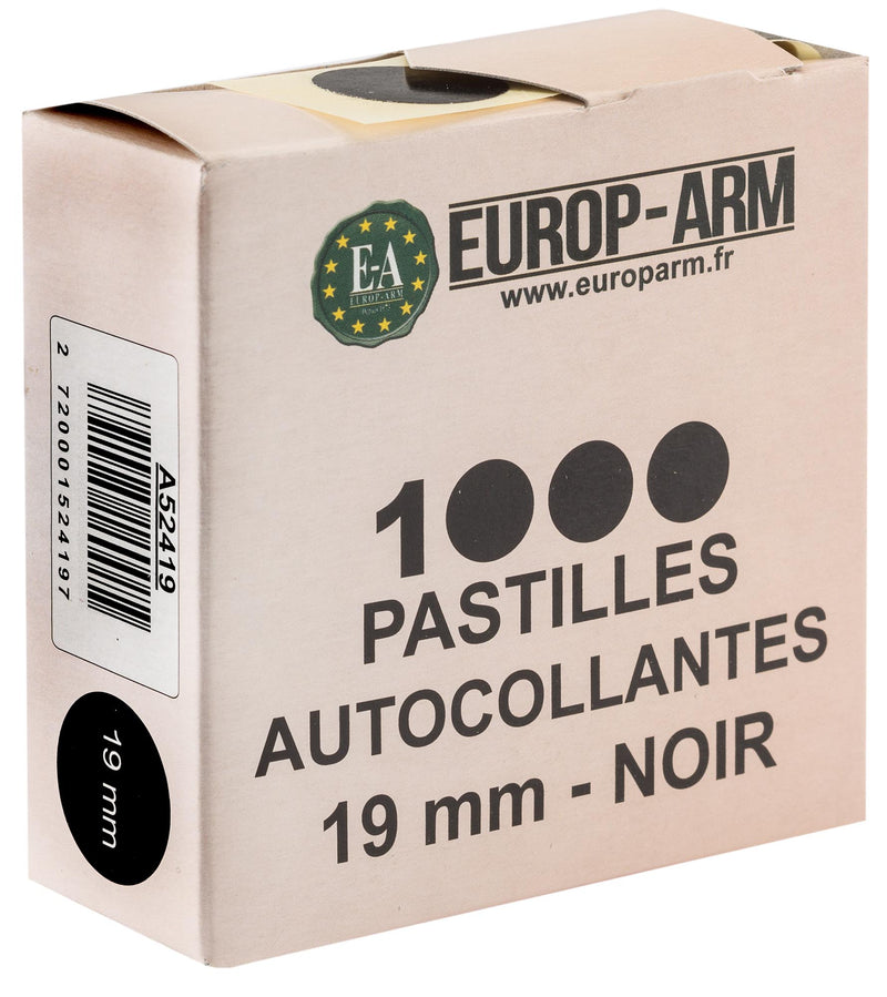 Pastilles Autocollantes Europ-Arm Noires - Diam. 15 ou 19mm
