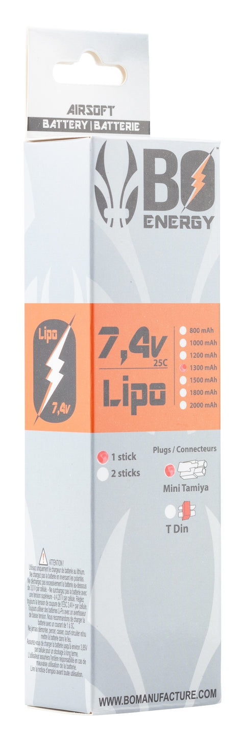 Batterie Lipo Bo Manufacture 1 stick 1300mAh 25C 2S 7.4V T-Dean