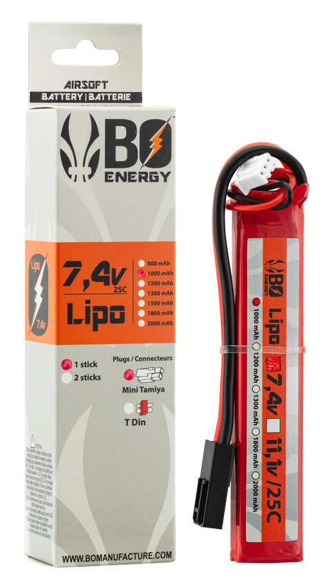 Batterie Lipo BO Manufacture 2S 7.4V 1000mAh 25C