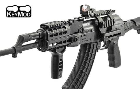 Grip UTG Super Slim Keymod avec Inserts Rouge & Bleu