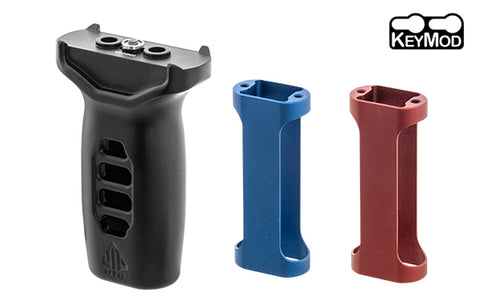 Grip UTG Super Slim Keymod avec Inserts Rouge & Bleu