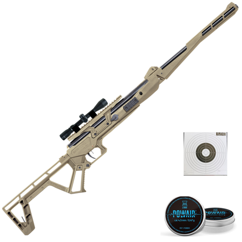 Pack Carabine à air Black Bunker BM8 - Cal.4.5 mm - Tan et accessoires