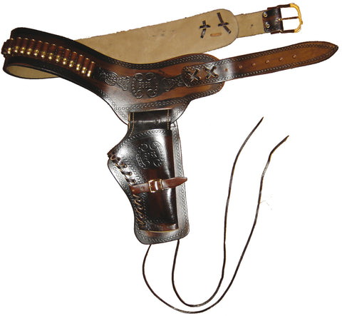 Ceinturon Denix Brun pour 1 ou 2 Revolvers Western - ChasseTir.com