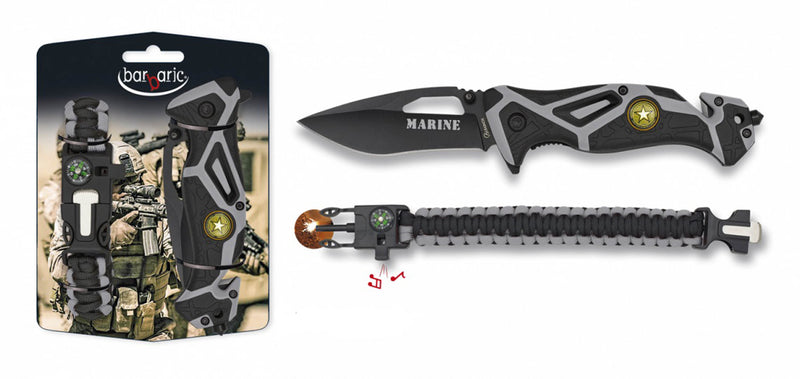 Couteau MARTINEZ ALBAINOX Pliant FOS Marine + Bracelet de Survie Para