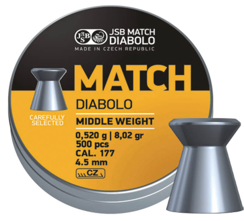 Boîte de 500 plombs JSB Diabolo Yellow Match Middle - Cal. 4.5