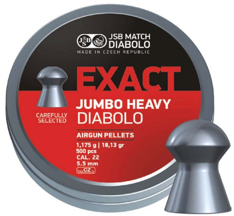 Boîte de 500 plombs JSB Diabolo Jumbo Exact Heavy - Cal. 5.52 - ChasseTir.com