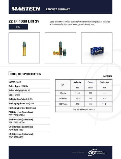 Cartouches MagTech LRN - Cal. 22LR