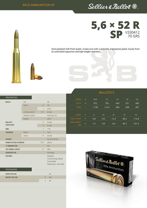Balles Sellier & Bellot Soft Point - Cal. 5.6x50 R - ChasseTir.com