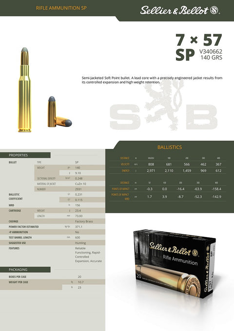 Balles Sellier & Bellot Soft Point - Cal. 7x57 - ChasseTir.com