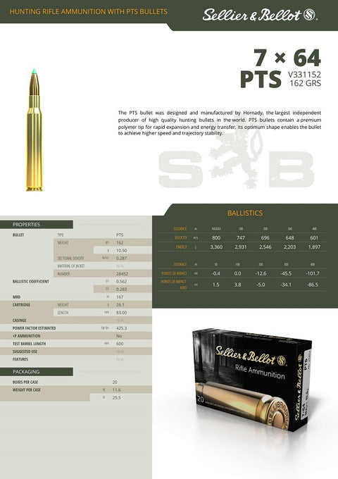 Balles Sellier & Bellot Polymer Tip Special - Cal. 7x64 - ChasseTir.com