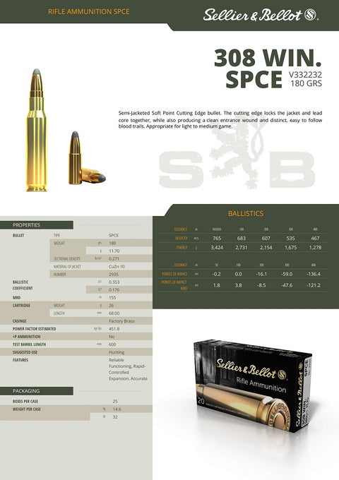 Balles S&B - Cal. 308 Win. SPCE - ChasseTir.com