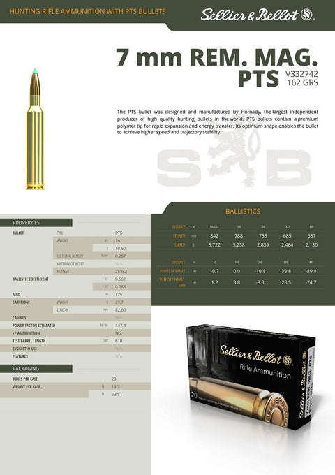 Balles Sellier & Bellot Polymer Tip Special - Cal. 7 RM - ChasseTir.com