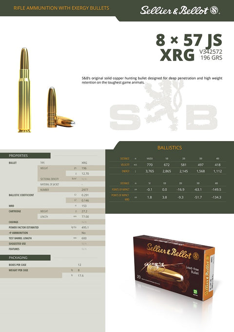 Balles Sellier & Bellot Exergy - Cal. 8x57 JS - ChasseTir.com