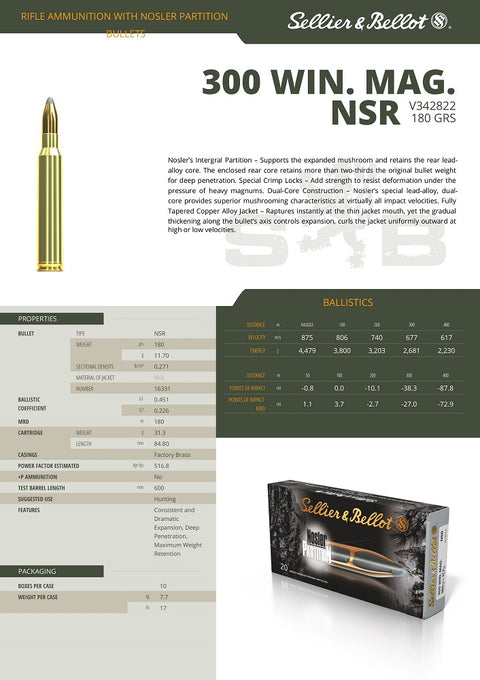 Balles S&B - Cal. 300 Win. Mag. NSR - ChasseTir.com