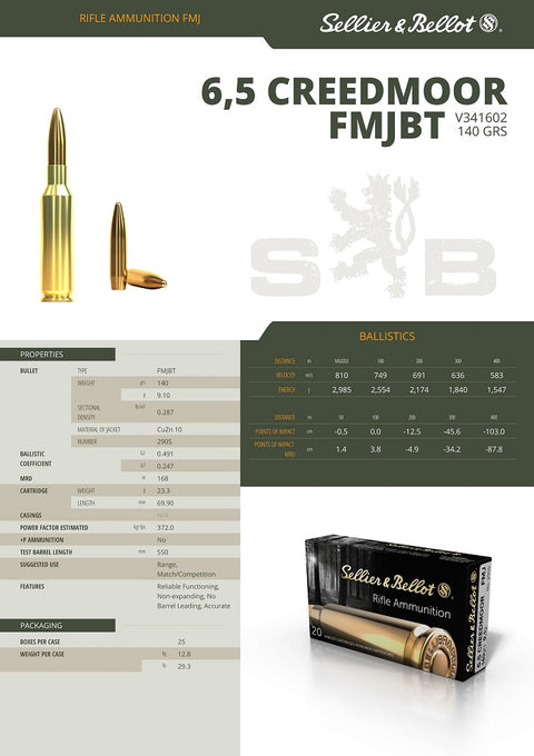 Balles Sellier & Bellot Full Metal Jacket - Cal. 6.5 Creedmoor - ChasseTir.com