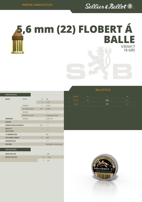 Balles Sellier & Bellot Conique - Cal. 22 Flobert - ChasseTir.com