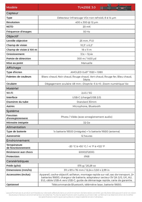 Lunette Thermique Sensmart Guide TU425SE 3.0