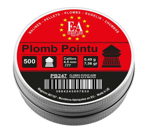 Plombs Europ-Arm à Tête Pointue - Cal. 4.5mm