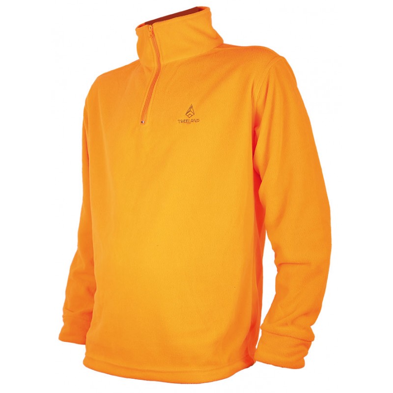 "Sweat polaire Treeland en orange éclatant, modèle T298N, combinant chaleur et visibilité pour les aventures en extérieur."