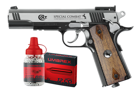 Pack Pistolet à plombs Colt Combat Classic Dark Ops - Cal. 4.5 Bb's et accessoires