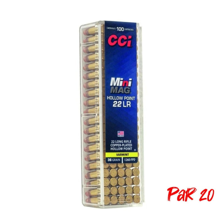 Balles CCI HP MiniMag cuivree - Cal. 22 LR 62100150P20