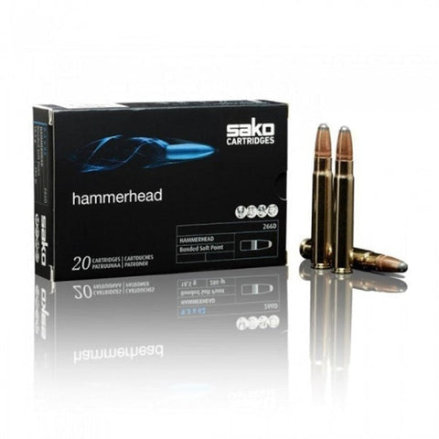 Image des balles Sako HammerHead Soft Point calibre 270 Winchester avec pointe molle, idéales pour la chasse au grand gibier comme le cerf et le sanglier. Munitions reconnues pour leur puissance, précision et expansion contrôlée assurant une transmission d'énergie maximale et un impact efficace. Conception renforcée en plomb électro-cuivré pour une pénétration optimale et une rétention de masse supérieure, fabriquées en Finlande pour une fiabilité certifiée.