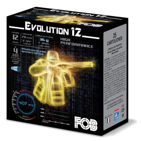 Cartouches de chasse FOB Evolution 36 HP - Cal.12/70 - Par 25