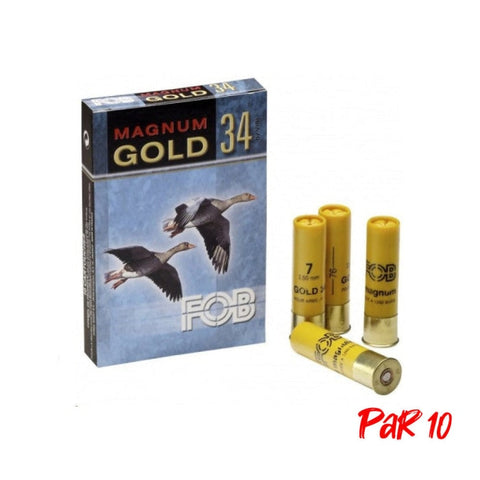 Cartouches de chasse FOB Gold 34 Magmum - Cal.20/76 - Par 10