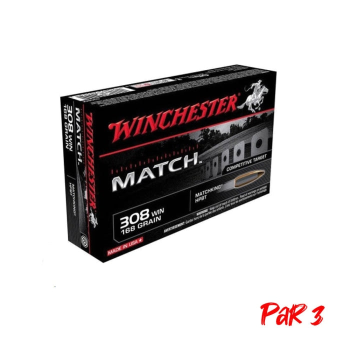 Cartouches Winchester Boat Tail Match - Cal.308 Win - Par 20 CS308MP3