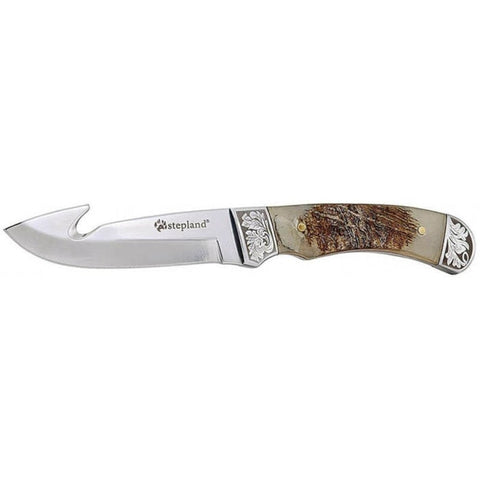 Couteau manche mouflon Stepland etui cuir SLCU038M