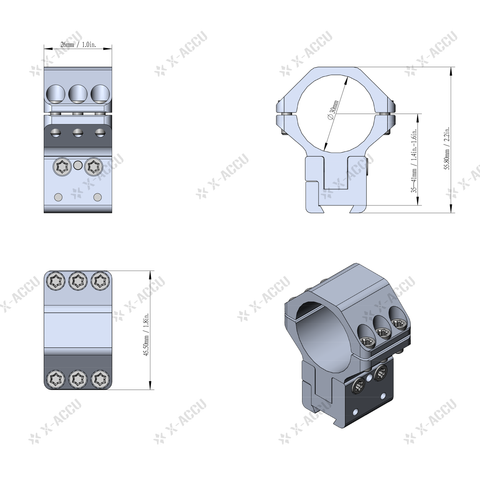 Collier Vector Optics Reglable 35/41mm - Rail 11mm