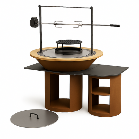 Pack Complet Brasero plancha à bois Random Fire Ball 100 cm et accessoires