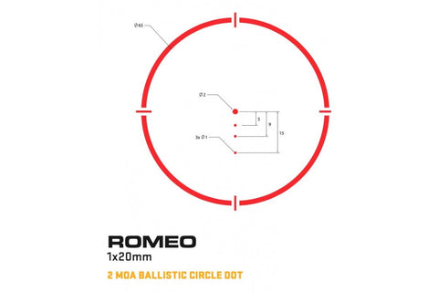 Viseur Sig Sauer Romeo 4H 1x20 Ballistic Circle Dot - 2 MOA
