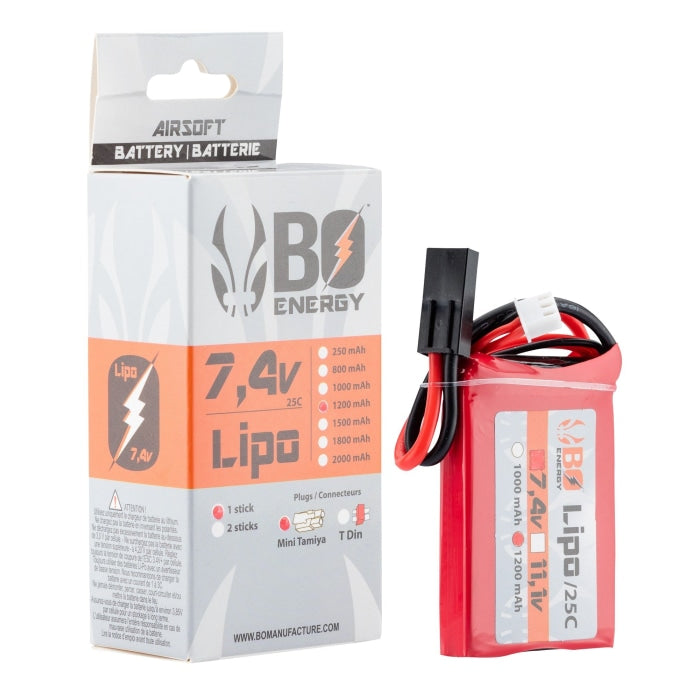 1 stick batterie Lipo 2S 7.4V 1200mAh 25C Peq A63004