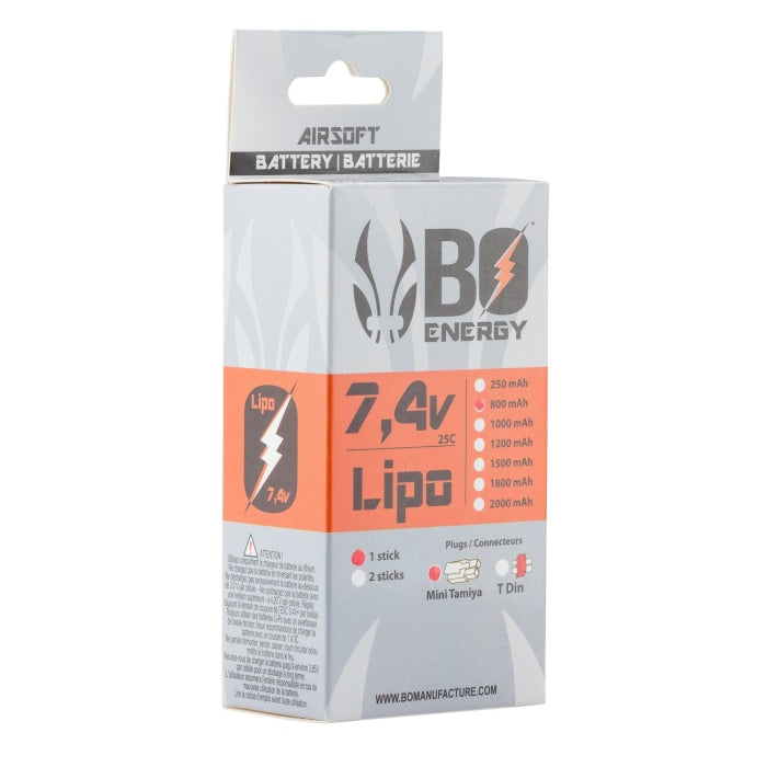 1 stick batterie Lipo 2S 7.4V 800mAh 25C A63001