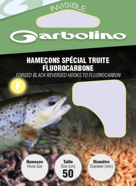 Hameçons Garbolino spécial truite fluorocarbone - Par 10