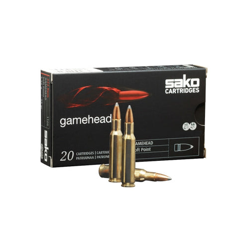Image des balles Sako GameHead Soft Point en calibre 30-06 Springfield, munitions de chasse pour gibier moyen à grand, avec ogive à pointe souple pour une précision et une puissance optimisées, idéales pour les terrains variés de chasse en Europe, assurant une expansion rapide et une trajectoire précise pour un impact maximal sur le cerf, le sanglier ou le chevreuil.