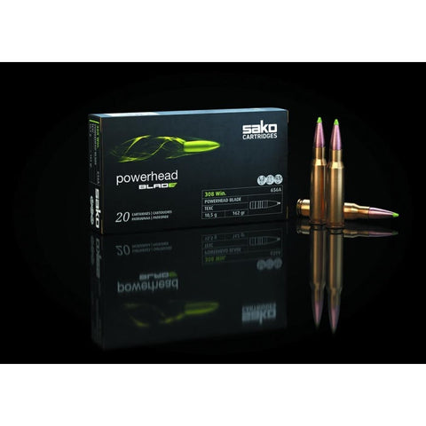 Image des balles Sako PowerHead Blade TXM en calibre 270 Winchester, munitions de chasse hautes performances avec expansion fiable et précision supérieure, conçues en cuivre massif, idéales pour fusils adaptés et utilisations en conditions variées, certifiées ISO et fabriquées en Finlande pour une qualité et fiabilité indéniables.