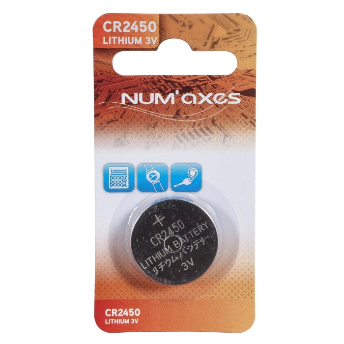 Blister 1 pile Num’Axes - CR2450 lithium 3 V (Equivalence: DL2450)